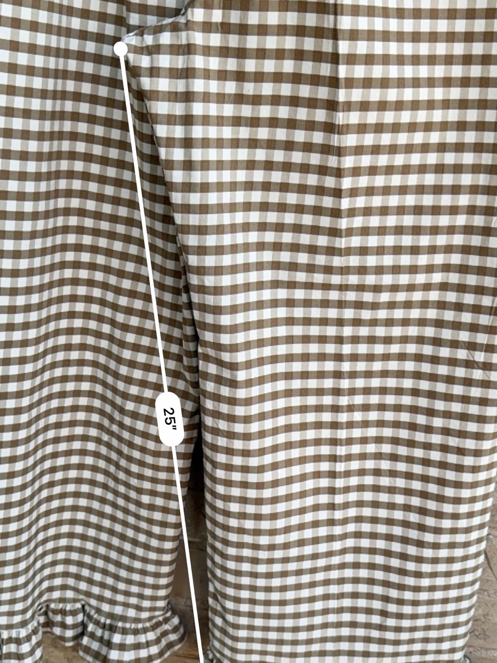 Maeve The Colette Brown and White Gingham Wide-Leg Ruffle-Hem Pants Size 32 - Picture 8 of 14